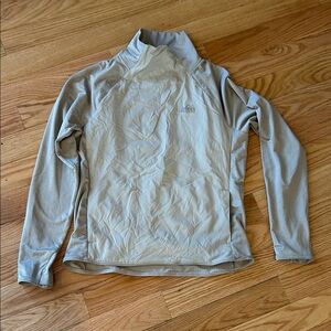REI Tan Performance Top thermal insulated front thumb holes pockets athletic